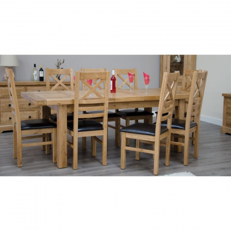 Deluxe Solid Oak Large Extending Dining Table And 8 Chairs
